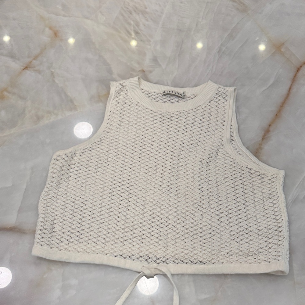 Alice + Olivia White Knit Crop Top